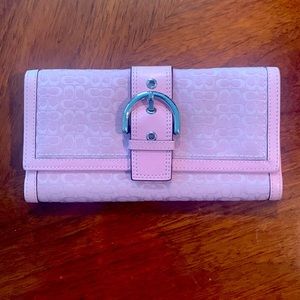 Coach Checkbook leather and canvas wallet